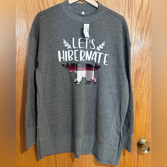 Maurice’s “let’s hibernate” leggings cut sweatshirt NWT sz large - Picture 1 of 5
